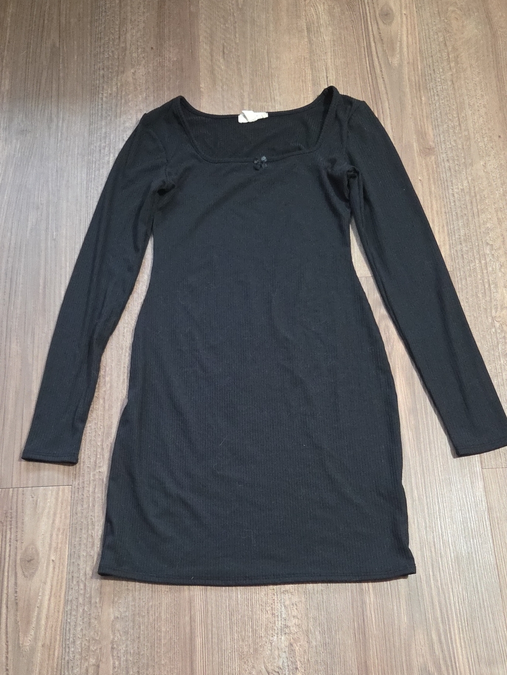 See You Monday Black Long-Sleeve Scoop Neck Dress